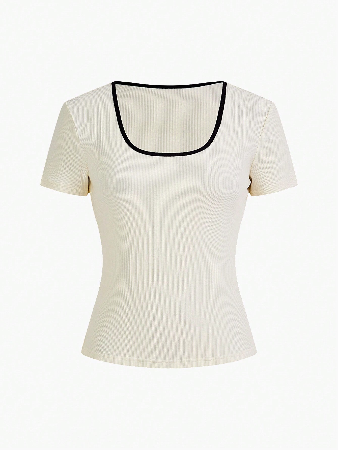 Camiseta Belle - Camiseta Simples com Acabamento em Contraste Canelado